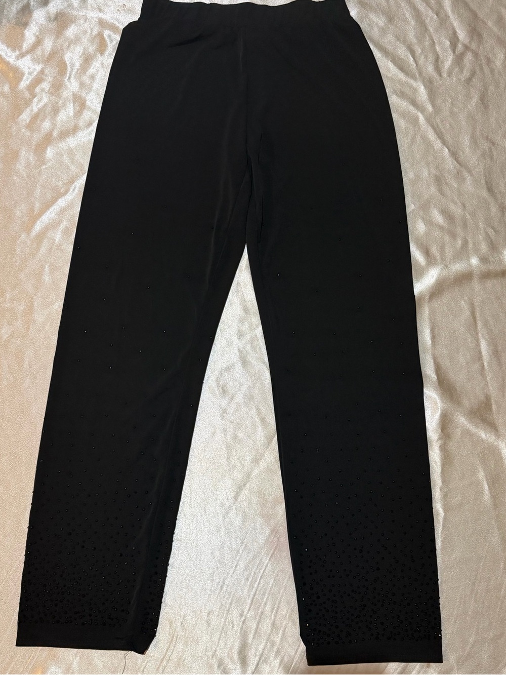Susan Graver Occasions Regular Liquid Knit Pants with Embellishment XS A672491